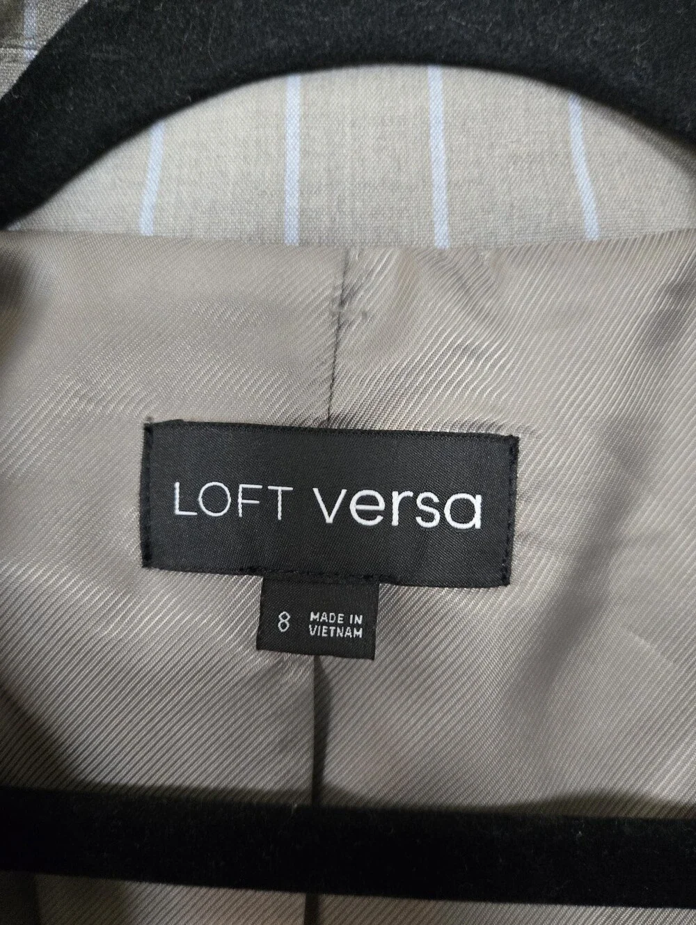 Loft Versa Womens Light Gray Pinstripe Double-Breasted Blazer